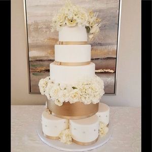 5 tier White Orchids Display Faux Wedding Cake